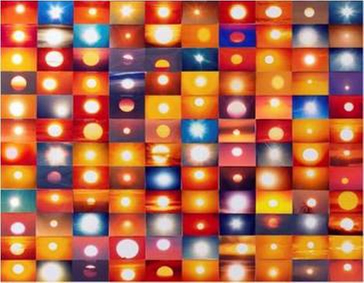 Penelope Umbrico (b. 1957, USA), ${esc.q}7,526,056 Suns From Flickr (Partial) 7/17/10${esc.q}, 2010. Mounted C-print