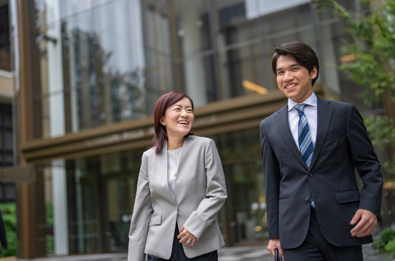 two people walking